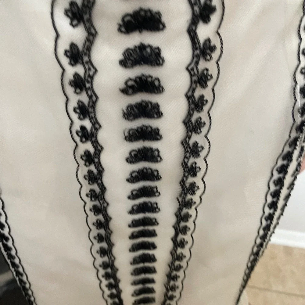 SHANI designer nylon Fairy‎ beaded cream black embroidery sequin ruffle skirt 10